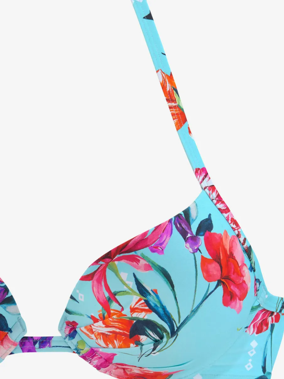 Haut de bikini push-up à motifs floraux noué