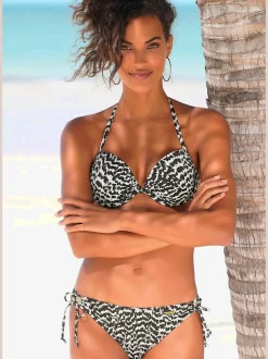 Haut de bikini push-up à nouer avec motifs graphiques