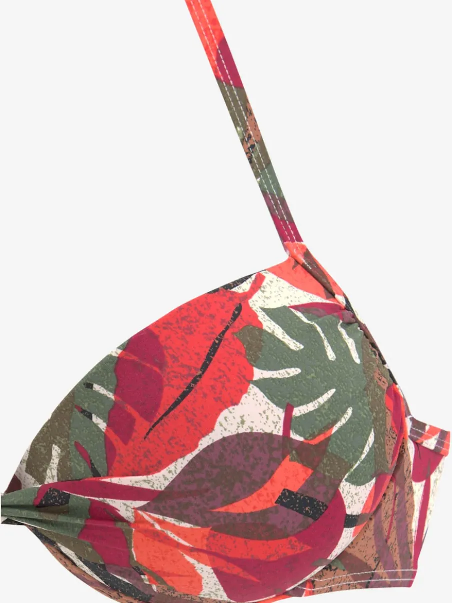 Haut de bikini push-up à nouer avec imprimé tropical et bonnets rembourrés
