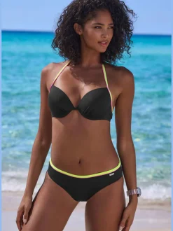 Haut de bikini push-up à nouer dans le cou avec détails fluos