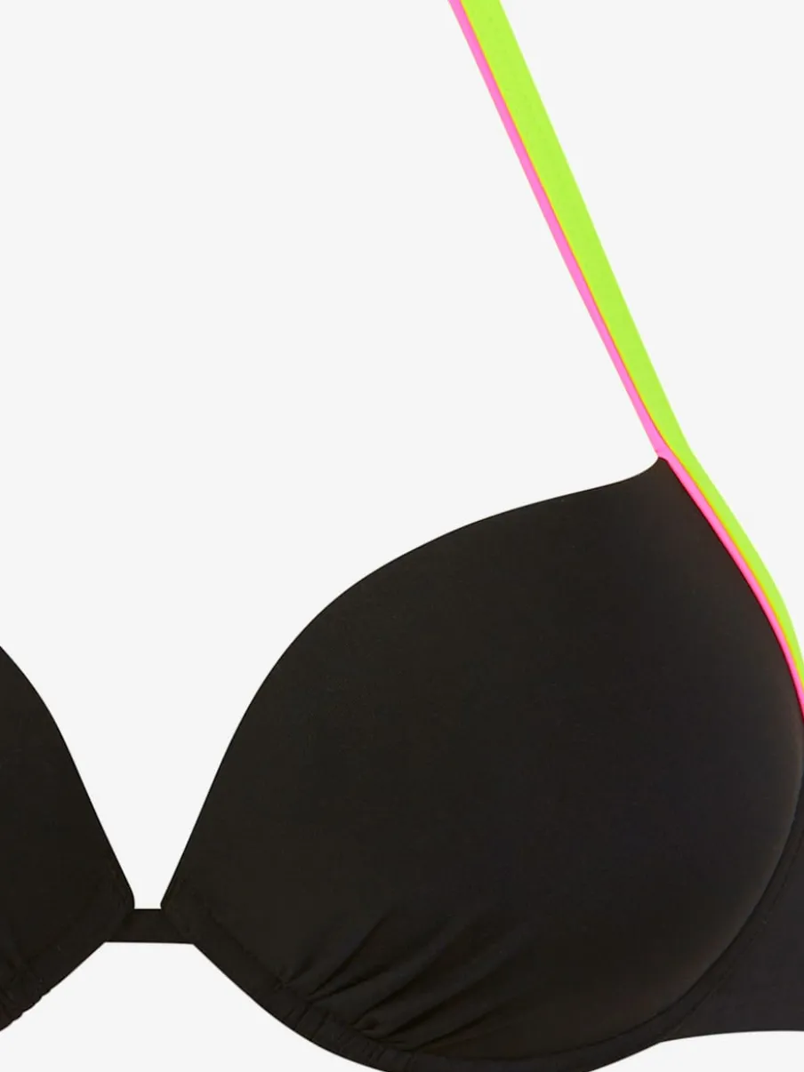 Haut de bikini push-up à nouer dans le cou avec détails fluos