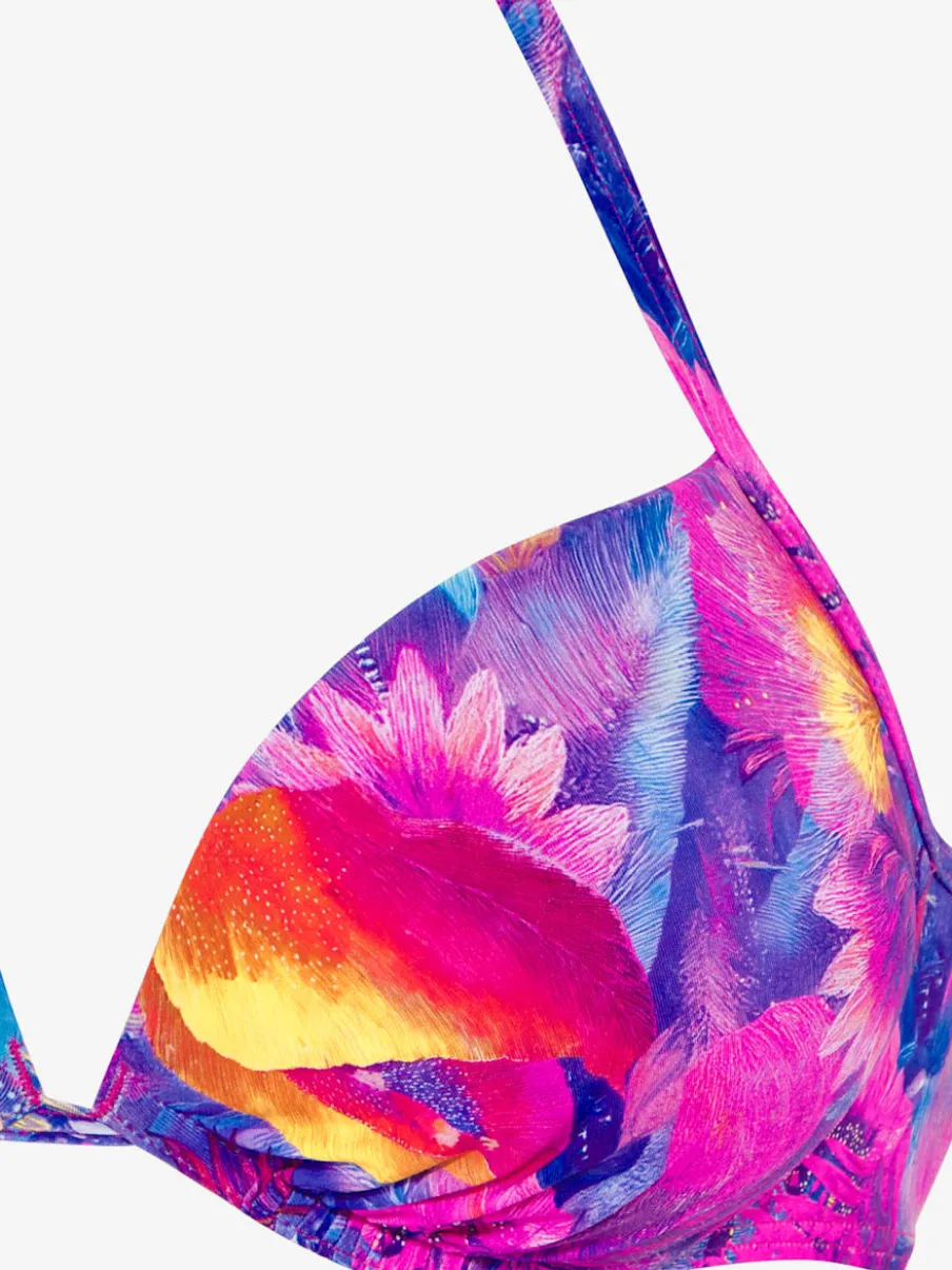 Haut de bikini push-up à nouer dans le cou avec bonnets rembourrés et design coloré