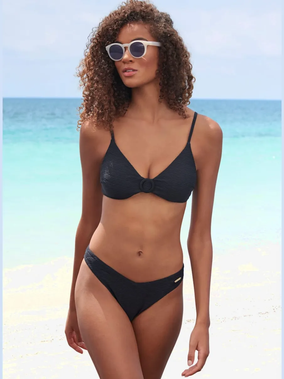 Haut de bikini triangle avec anneau décoratif et bonnets amovibles