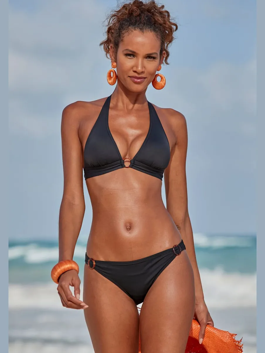Haut de bikini triangle avec bonnets amovibles et anneau devant