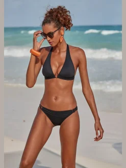 Haut de bikini triangle avec bonnets amovibles et anneau devant