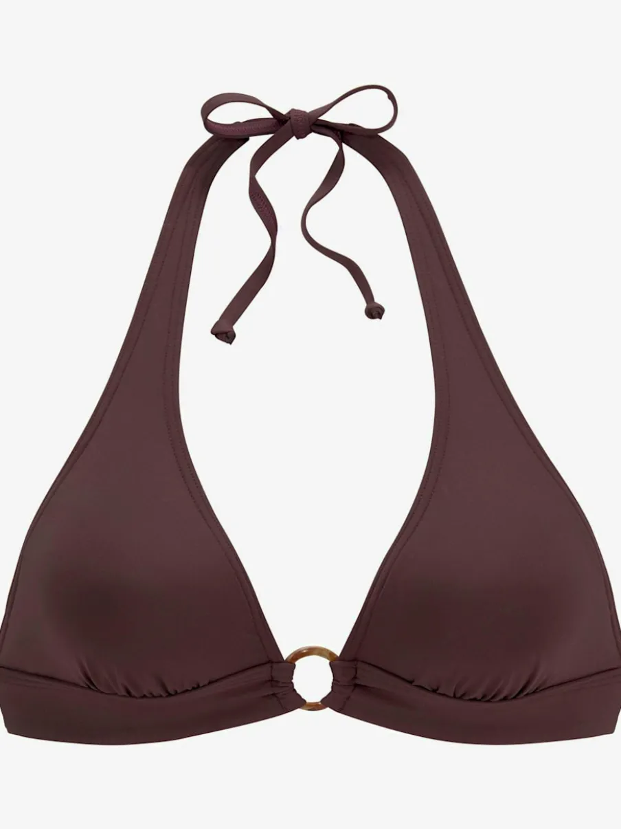 Haut de bikini triangle avec bonnets amovibles et anneau devant