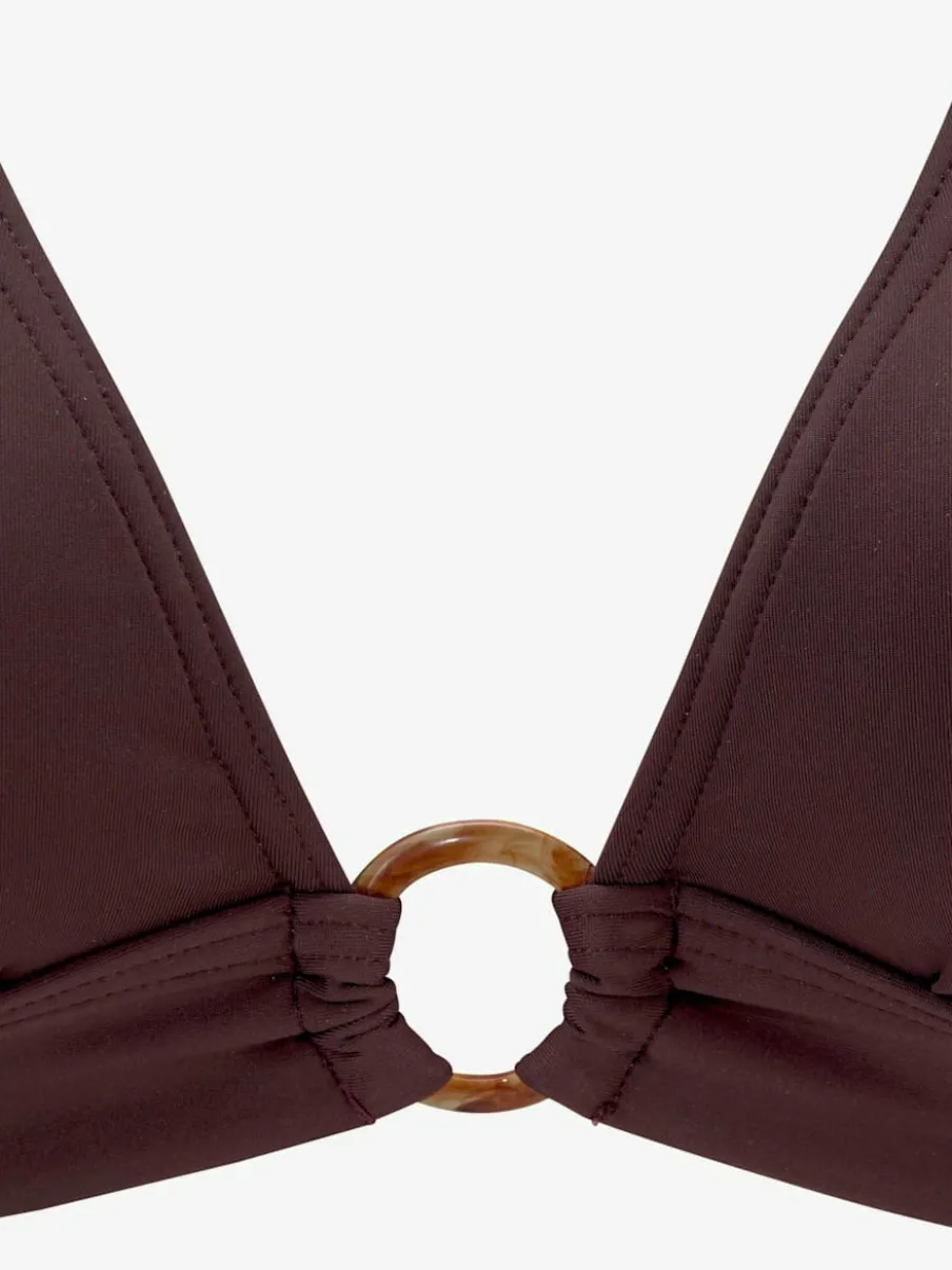 Haut de bikini triangle avec bonnets amovibles et anneau devant