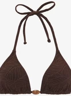 Haut de bikini triangle avec bonnets amovibles et perle décorative