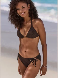 Haut de bikini triangle avec bonnets amovibles et perle décorative