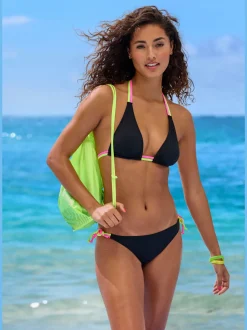 Haut de bikini triangle avec détails fluos contrastés