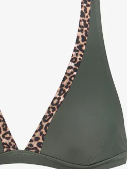 Haut de bikini triangle avec empiècements léopard et bretelles réglables