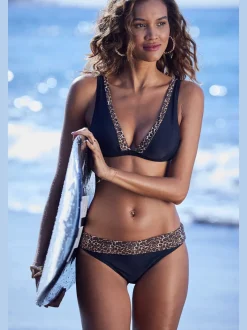 Haut de bikini triangle avec motif léopard et bretelles ajustables