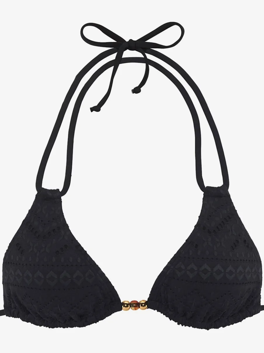 Haut de bikini triangle en matière structurée avec perles décoratives