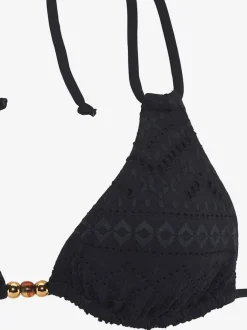 Haut de bikini triangle en matière structurée avec perles décoratives