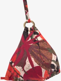 Haut de bikini triangle à imprimé tropical avec anneaux dorés