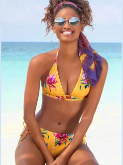 Haut de bikini triangle imprimé floral à nouer
