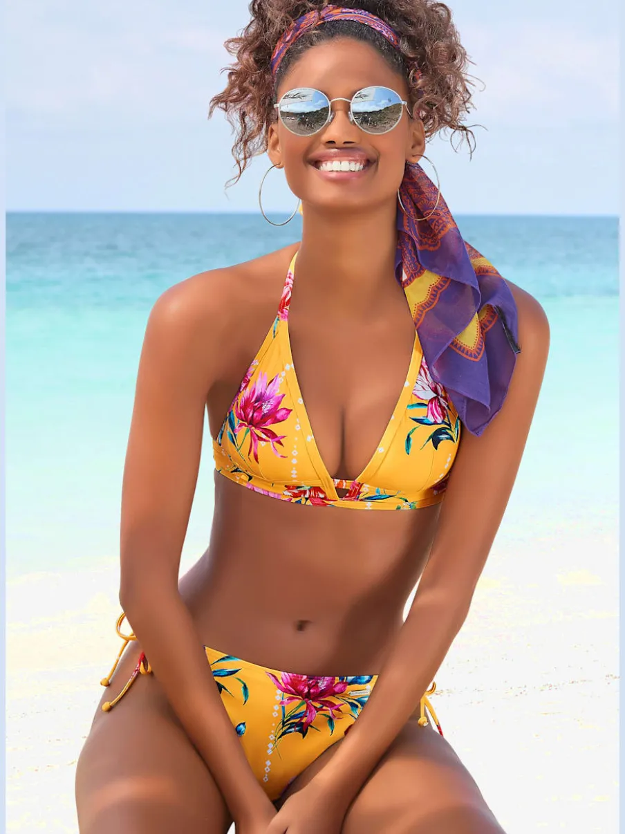 Haut de bikini triangle imprimé floral à nouer