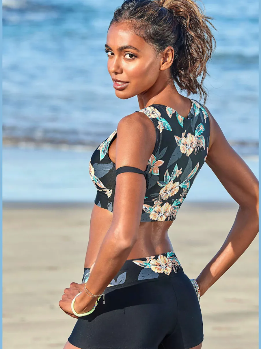 Haut de bikini triangle à motif floral avec bonnets amovibles