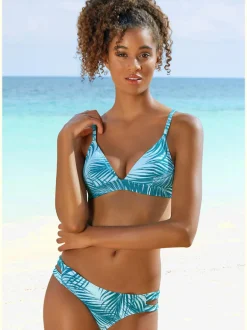 Haut de bikini triangle à motifs palmiers avec bonnets amovibles