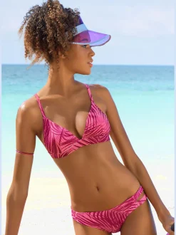 Haut de bikini triangle à motifs palmiers avec bonnets amovibles