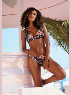Haut de bikini triangle à motifs floraux avec bonnets amovibles et bretelles réglables