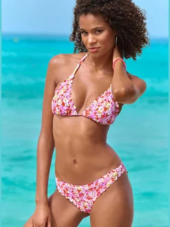 Haut de bikini triangle à motifs floraux avec bonnets amovibles
