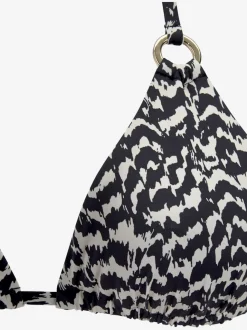 Haut de bikini triangle à nouer avec motifs graphiques et bonnets amovibles