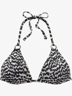 Haut de bikini triangle à nouer avec motifs graphiques et bonnets amovibles