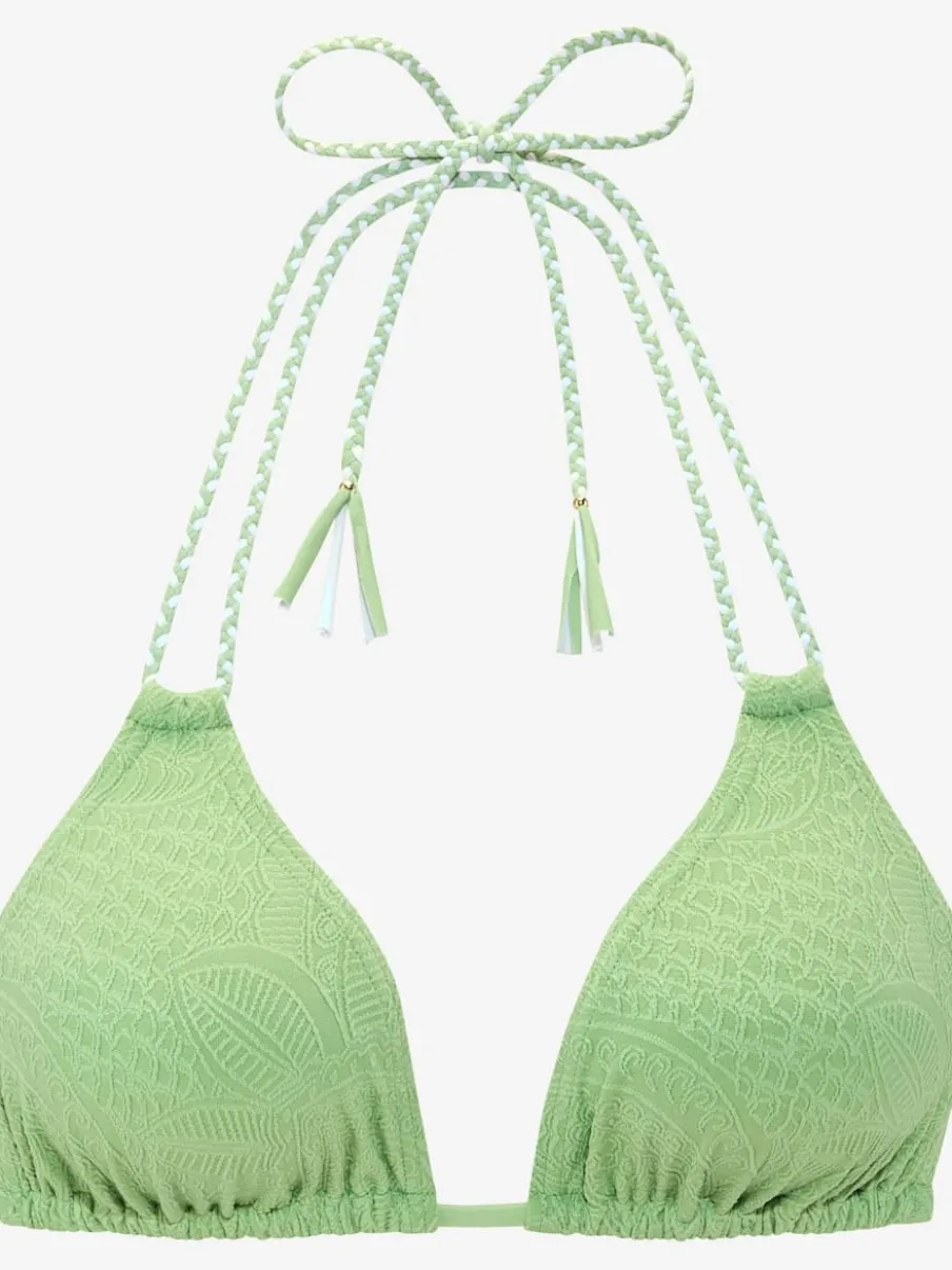 Haut de bikini triangle à nouer avec motif structuré et rubans tressés