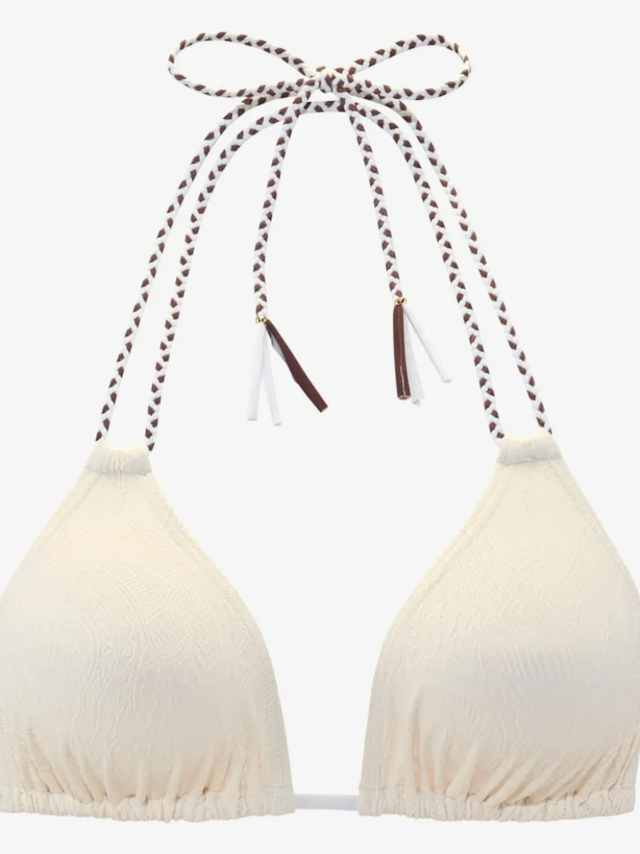 Haut de bikini triangle à nouer avec motif structuré et rubans tressés