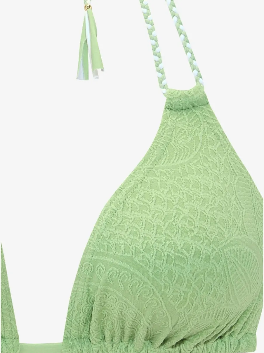 Haut de bikini triangle à nouer avec motif structuré et rubans tressés