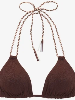 Haut de bikini triangle à nouer avec motif structuré et rubans tressés