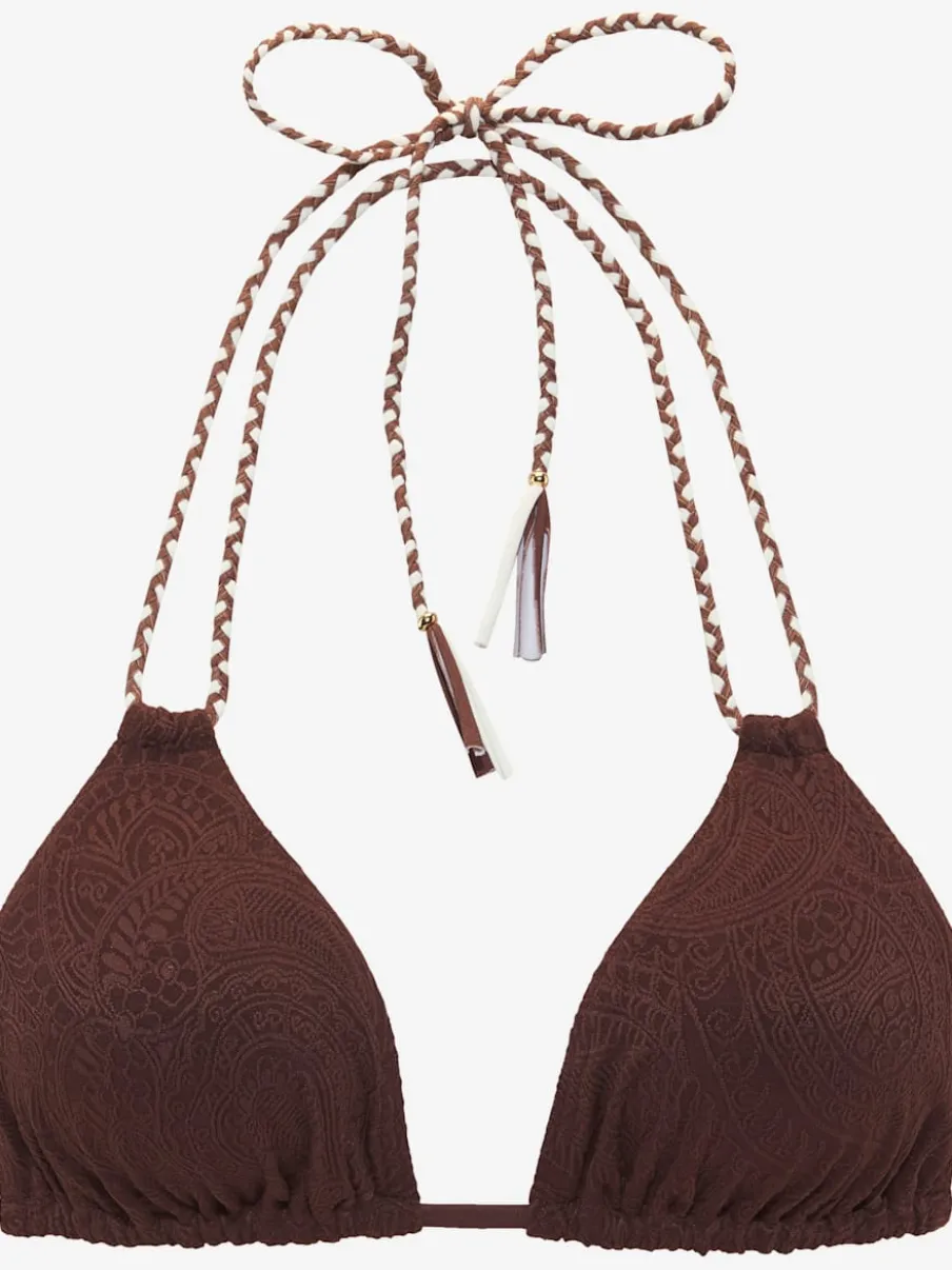Haut de bikini triangle à nouer avec motif structuré et rubans tressés