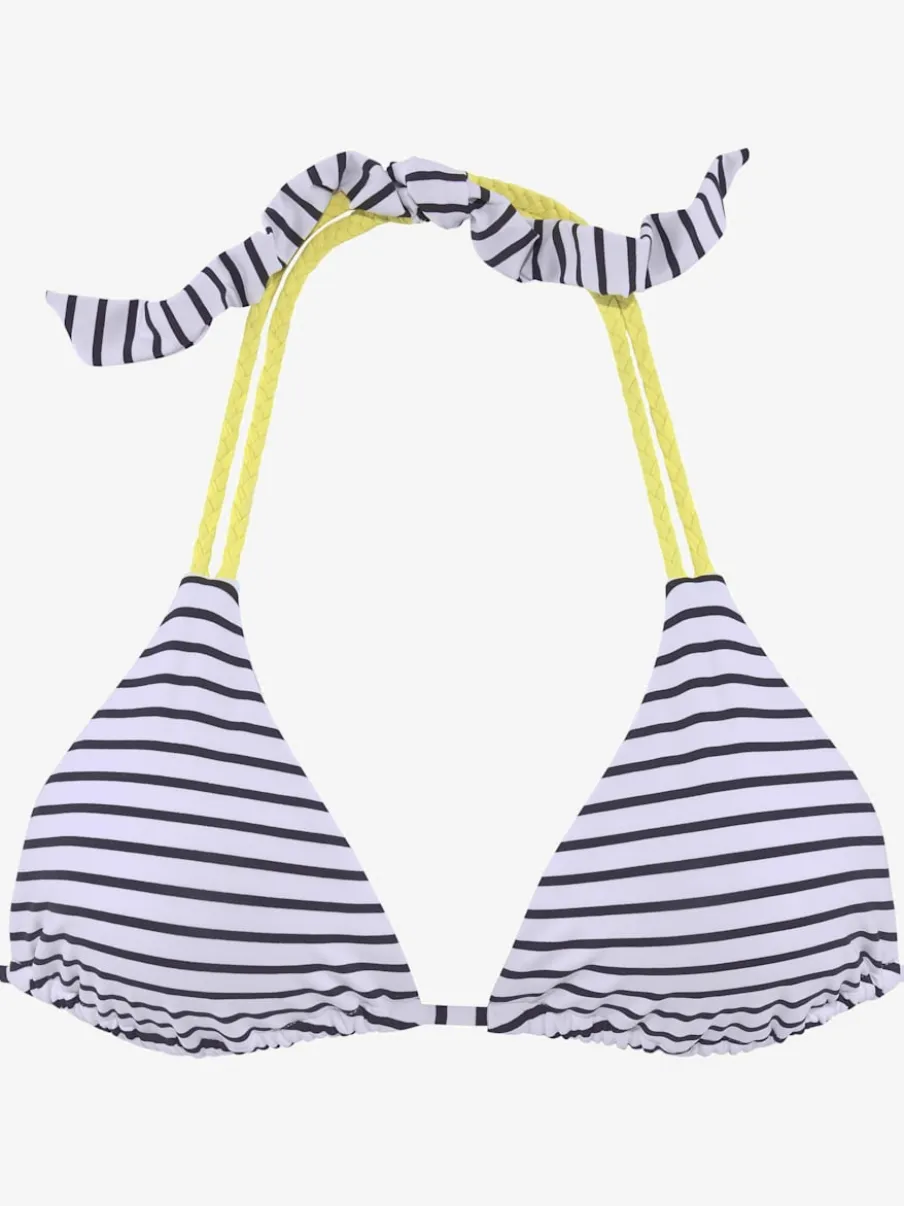 Haut de bikini triangle à rayures avec détails contrastés