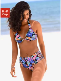 Haut de maillot de bain à armatures à motifs floraux