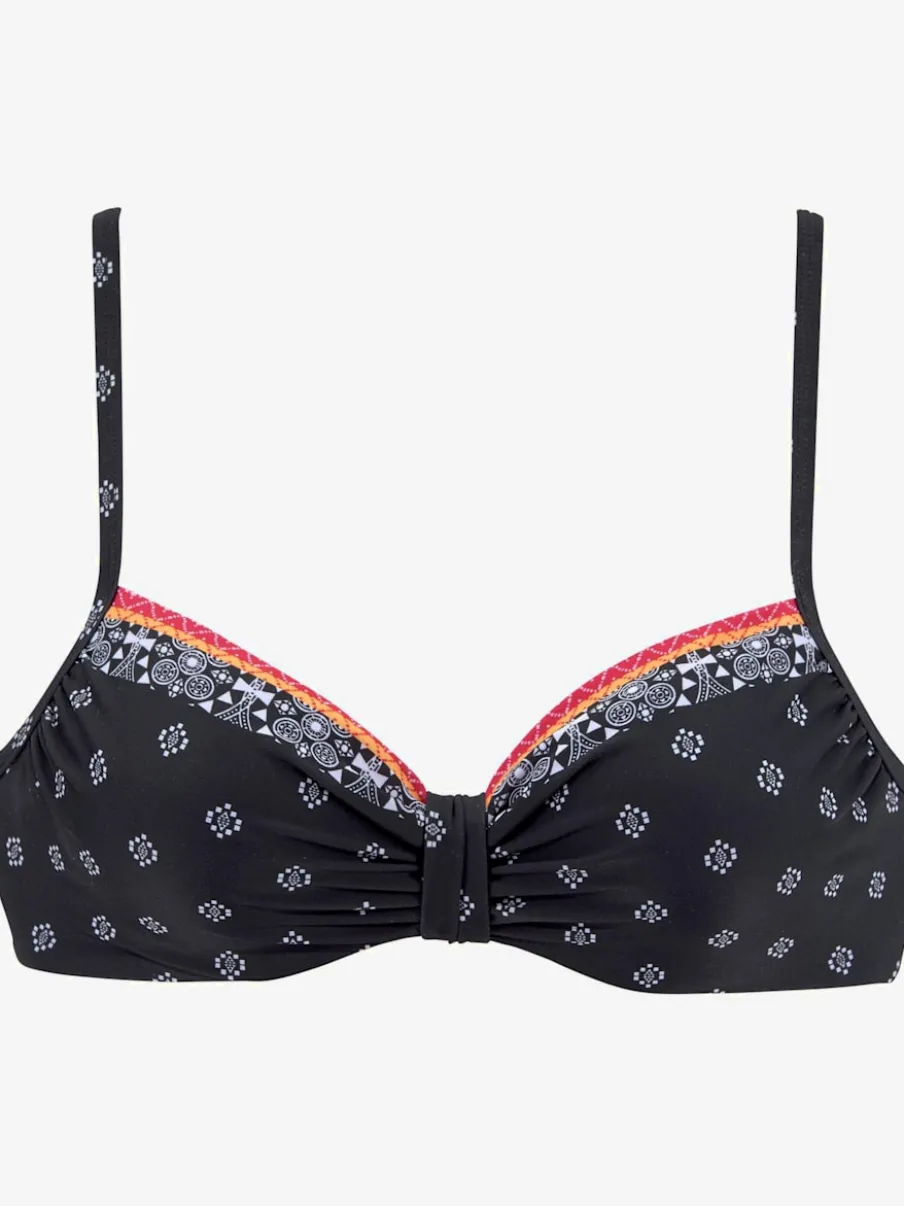 Haut de maillot de bain à armatures avec imprimé tendance et bretelles réglables