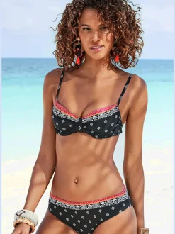 Haut de maillot de bain à armatures avec imprimé tendance et bretelles réglables