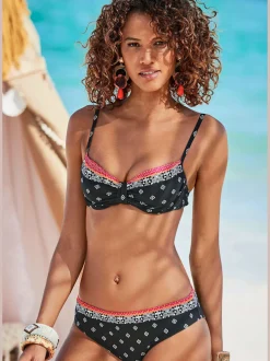 Haut de maillot de bain à armatures avec imprimé tendance et bretelles réglables