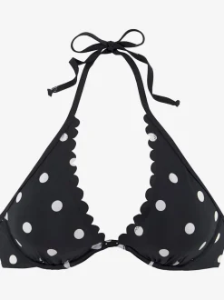 Haut de maillot de bain à armatures avec motif à pois et tour de cou à nouer