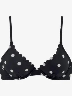 Haut de maillot de bain à armatures avec bordure cocotte et motif à pois