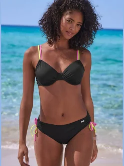 Haut de maillot de bain à armatures avec bretelles réglables et détails contrastés