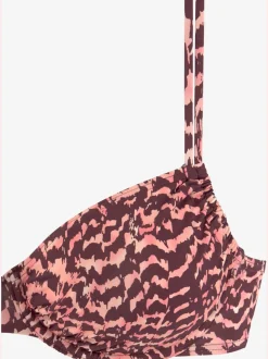 Haut de maillot de bain à armatures avec bonnets amovibles et imprimé animalier