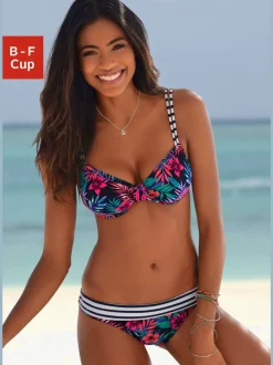 Haut de maillot de bain à armatures floral avec bretelles réglables