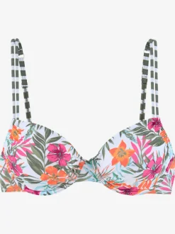 Haut de maillot de bain à armatures floral avec bretelles réglables