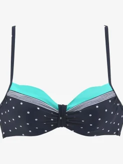 Haut de maillot de bain à armatures avec bretelles réglables et motifs rayés et pois