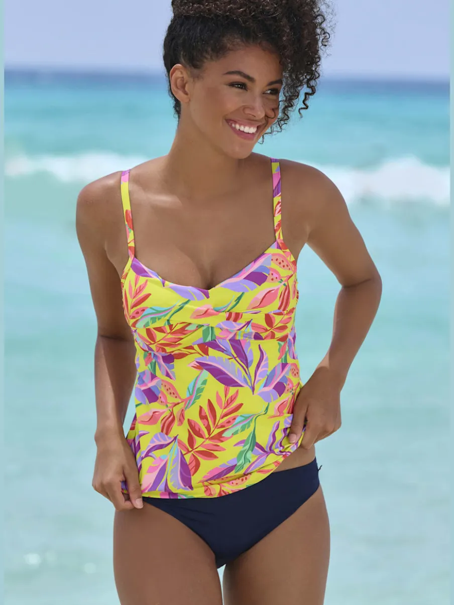 Haut de maillot de bain à armatures floral avec élastique