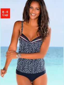 Haut de maillot de bain à armatures avec imprimé minimaliste et bretelles réglables