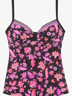 Haut de maillot de bain à armatures avec imprimé floral et bretelles réglables