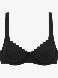 Haut de maillot de bain à armatures avec bords ondulés et larges bretelles