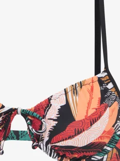 Haut de maillot de bain à armatures imprimé feuilles tendance avec détails contrastés